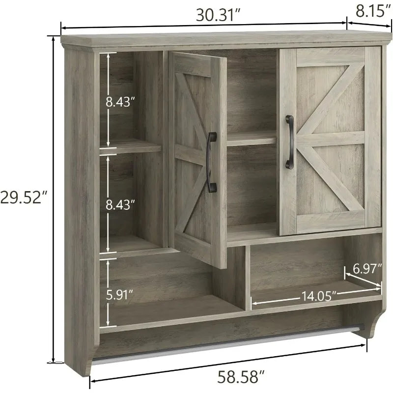 Farmhouse Storage Cabinet with 2 Doors and 4 Drawers
