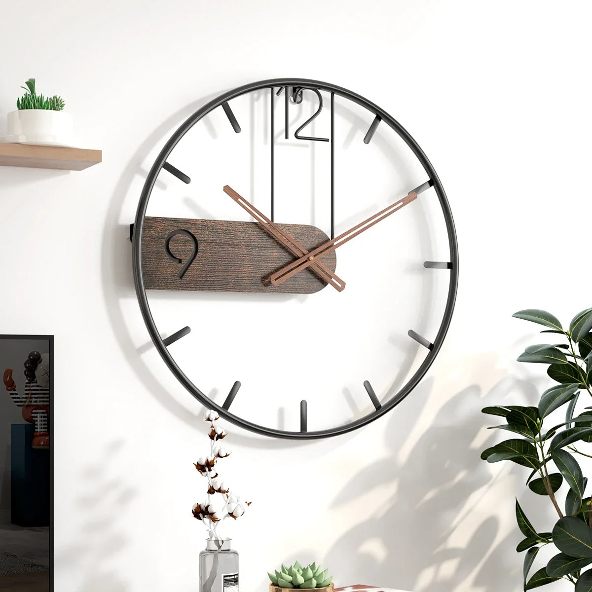 Large Size 3D Nordic Round Iron Wall Clock