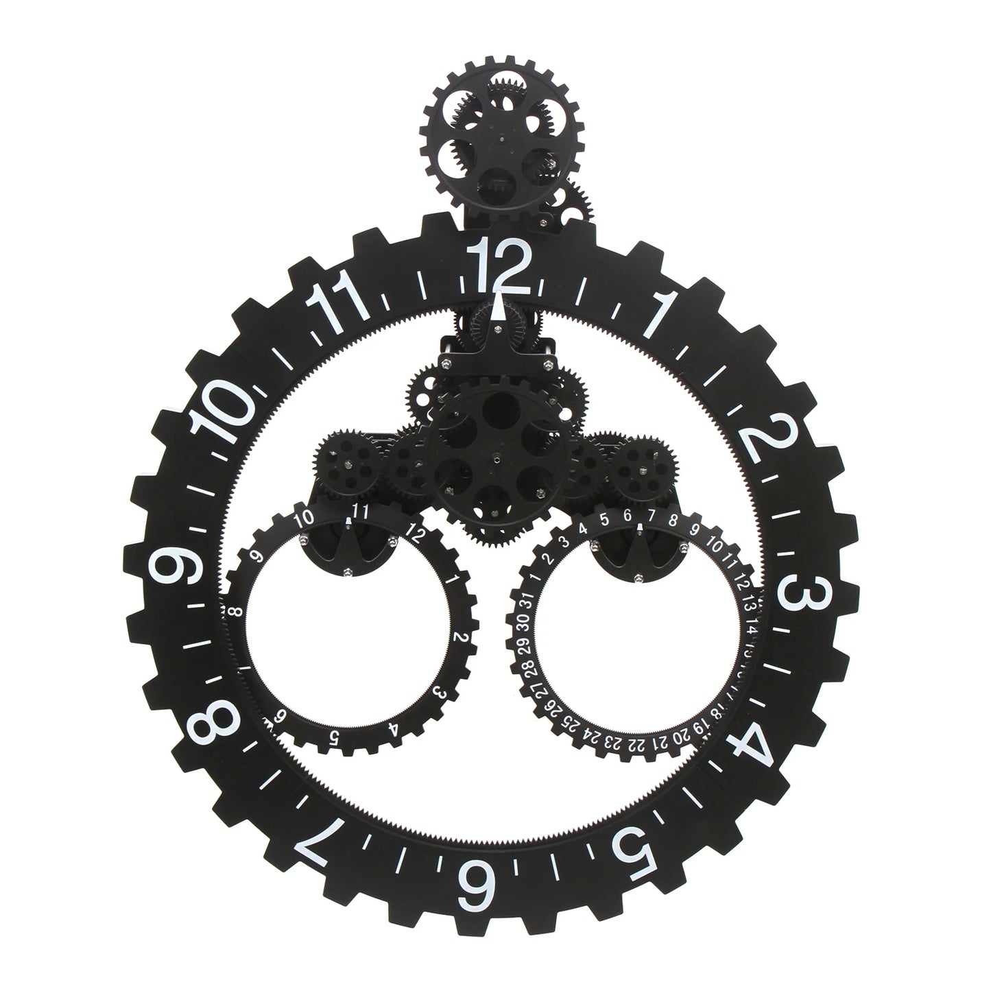 27" Silent Metal Industrial Mechanical Moving Gear Clock Silent