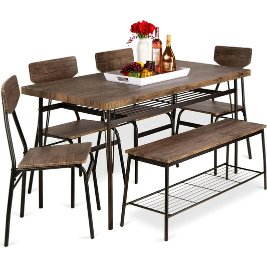 6-Piece 55 in Steel Frame Family Dining set