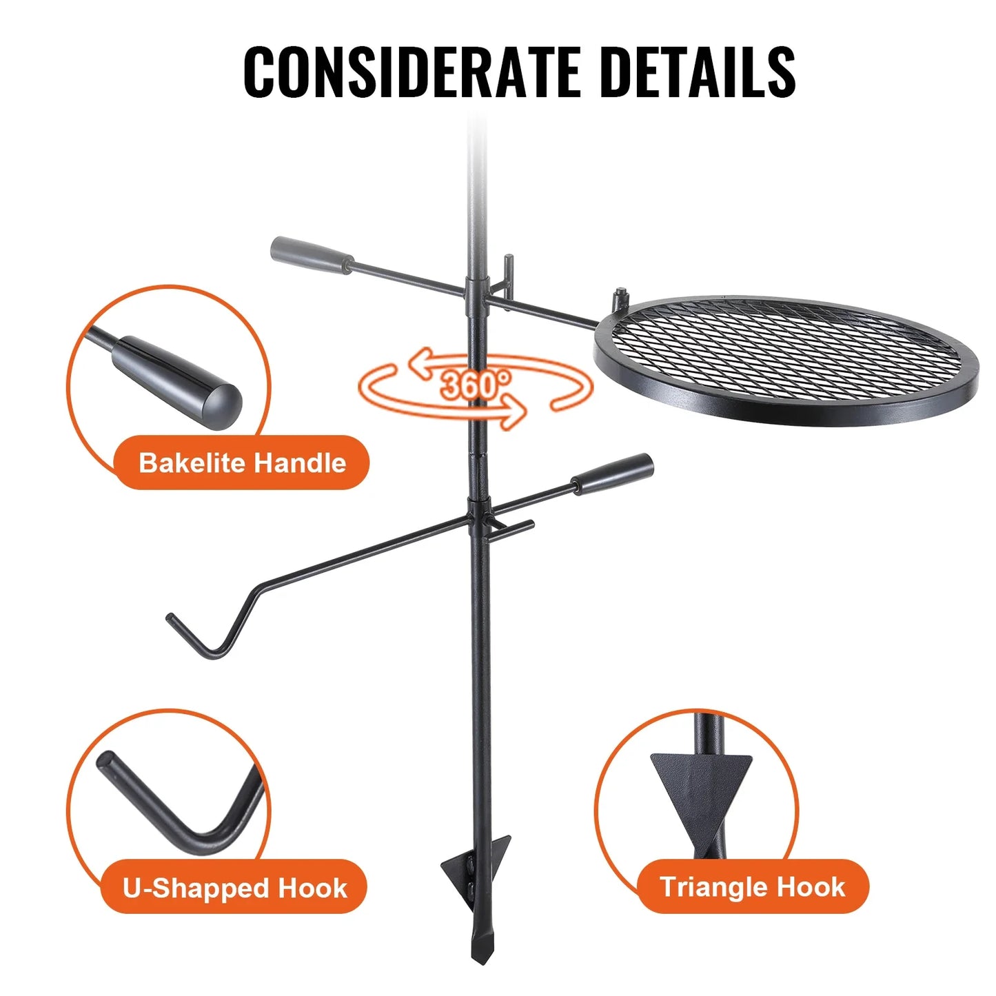 360° Adjustable Swivel Campfire Grill