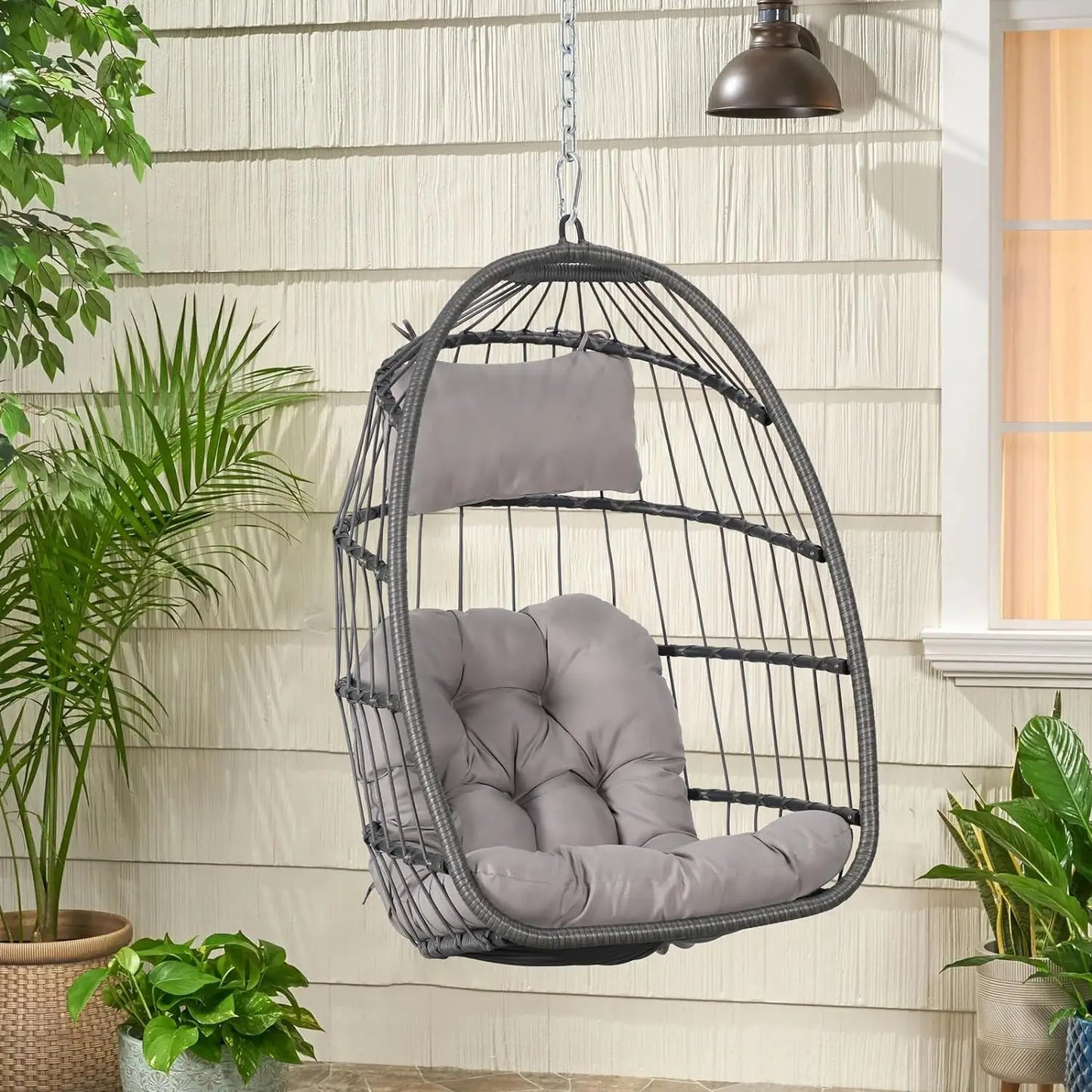 Wicker Hanging Egg Swing Chair with Stand